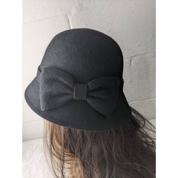 Kate Spade women's Felt Black‎ Cloche With Bow One Size NWT - Picture 3 of 7